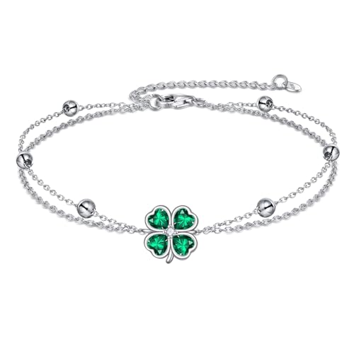 Klee Armband für Damen Sterling Silber Klee Armband Blätter Bead Kette Armband Schmuck für Damen Teens von KQF