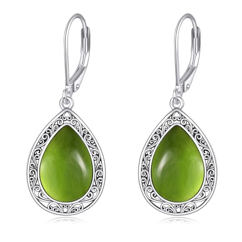 Peridot Ohrringe für Damen Sterling Silber Peridot Tropfen Ohrringe Schmuck Geschenke für Damen Mädchen von KQF