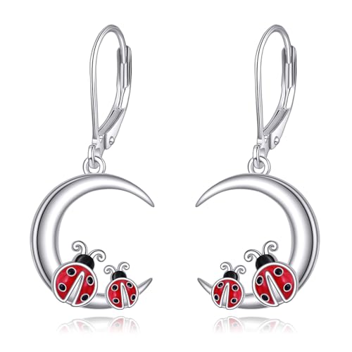 Marienkäfer Mond Ohrring Sterling Silber Marienkäferschmuck Marienkäfer Ohrringe für Damen Mädchen von KQF