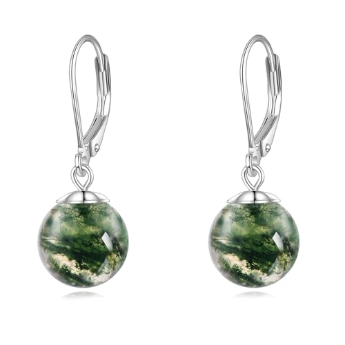 Moos Achat Ohrringe für Damen Sterling Silber Moos Achat Schmuck Tiny Drop Ohrringe Geschenke für Damen von KQF