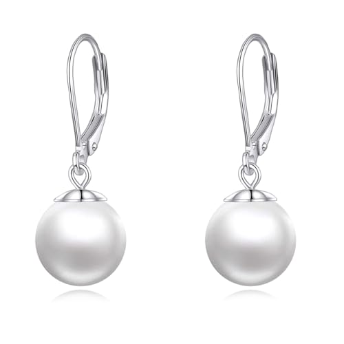 Perle Ohrringe für Damen Sterling Silber Perle Schmuck Drop Leverback Ohrringe Geschenke für Damen von KQF