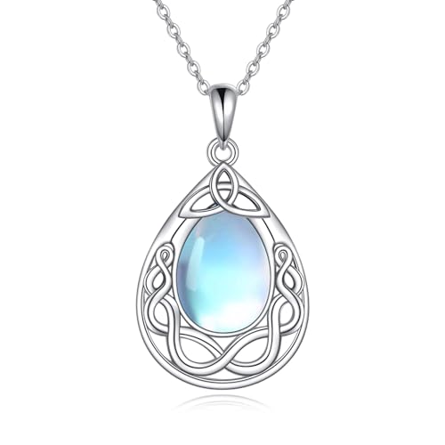 Mondstein Kette Sterling Silber Träne Mondstein Anhänger Keltische Irische Schmuck Geschenke für Damen von KQF