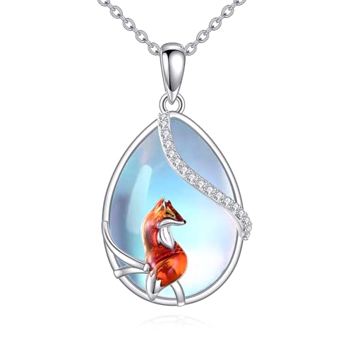 Fuchs Kette für Damen Sterling Silber Mondstein Kette Fuchs Schmuck Mondstein Anhänger Schmuck Geschenke für Damen von KQF