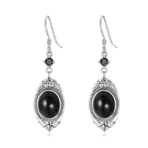 Schwarzer Onyx Ohrringe Sterling Silber Onyx Ohrringe Viktorianische Ohrringe Vintage Retro Style Ohrringe Onyx Schmuck Geschenke für Damen von KQF