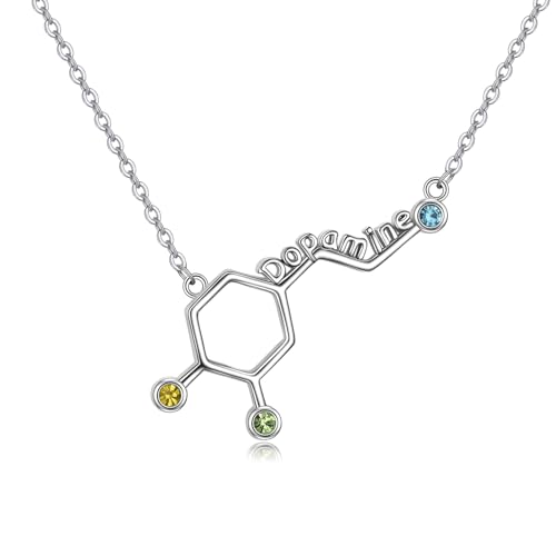 KQF Damen Sterling Silber Dopamin Kette Serotonin Schmuck Symbol Kette Mit Kristall Geschenke für Damen von KQF
