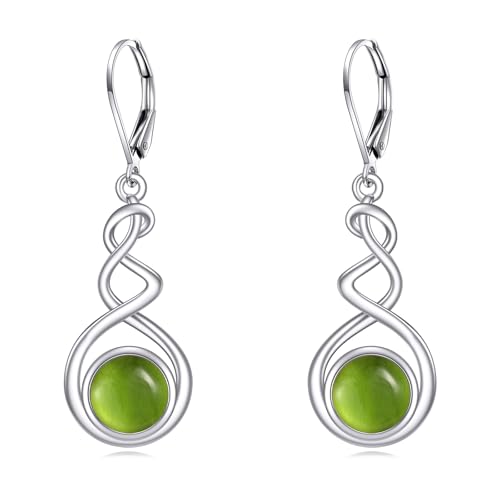 Peridot Ohrringe Sterling Silber Spirale Ohrringe Peridot Leverback Ohrringe Spirale Dangle Ohrringe Peridot Schmuck Geschenke für Damen von KQF