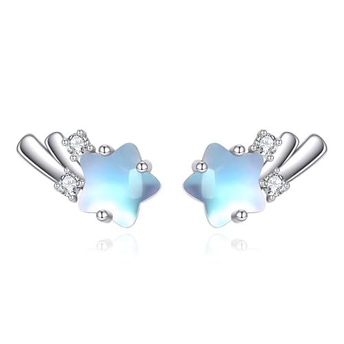 Stern Ohrringe für Damen Sterling Silber Mondstein Ohrstecker Schmuck Geschenke für Damen (ster ohrringe) von KQF