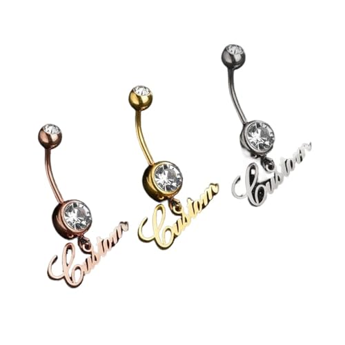 KQISAN Bauchnabelring Mit Namen Für Frauen, Nabelring, Buchstaben-Anhänger, Bauchnabelpiercing-Schmuck, Personalisierter Namens-Bauchring, Geschenk Für Frauen Und Mädchen, Gelb, Einheitsgröße von KQISAN