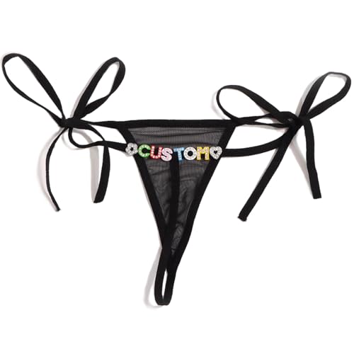KQISAN Personalisierter Tanga Mit Buchstabe T Für Frauen, Personalisierter G-String Mit Kristallbuchstaben Und Namen Zum Schnüren, Unterwäsche Mit Bunten Buchstaben Zum Selbermachen, Individueller von KQISAN