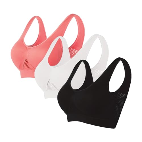 1/2/3/5er - Pack Sport BH Damen Ohne Bügel Bequemer Push Up Soft Weicher Bustier Ultrakomfortable Büstenhalter Gepolstert Bralette T-Shirts BHS Seamless Yoga Bra BequemSchlaf Komfort Everyday Bra von KQIVAM