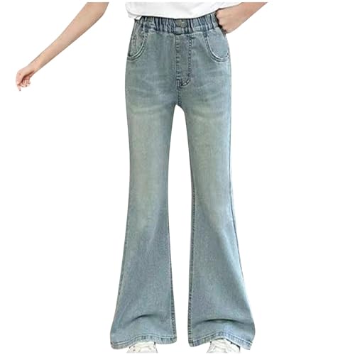 Baggy Jeans Mädchen Weites Bein Jeanshose mit Gummizug Wide Leg Outdoorhose Breite Hose High Waist Freizeithose Pants Girls Mode Hosen für Kinder Frühling Sommer 3-15 Jahre von KQIVAM