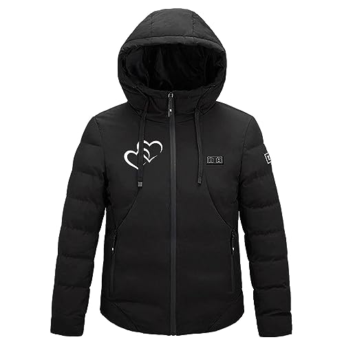 Beheizbare Jacke, Heizweste mit 9 Heizzonen und Dual-Control-Heiz-Wärmejacke Heizweste Herren Damen mit drucken, Wintermäntel Körperwärmer Heizweste Weich Bequem für Winter Outdoor Wandern Skifahren von KQIVAM