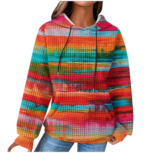 Damen Sweatjacke Kapuzenjacke Damen Sweatshirt Jacke Damen Hoody Damen Mit Kapuze Sweatjacke Damen Farbblocking Damen Oberteile Teenager Mädchen Pullover Für Damen von KQIVAM