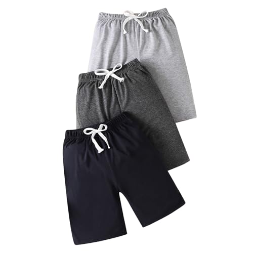 KQIVAM 3er Pack Shorts Jungen Kariert Sommer Casual Kurze Hosen Bermuda Leichte Sommerhose Kurz Sportshorts Freizeitshorts mit Tunnelzug Kurze Hose Kinder 2-8 Jahre Alt von KQIVAM