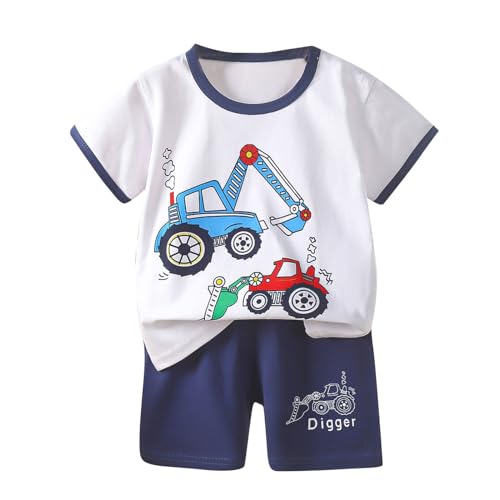 KQIVAM Bekleidungssets für Jungen Sommer Kleidung Outfit 2-teilig Cartoon Print Kurzarm Tshirt Tops & Casual Shorts Kinderanzüge Sportbekleidung Jogginganzug Kinderkleidung Gr.73-130 von KQIVAM