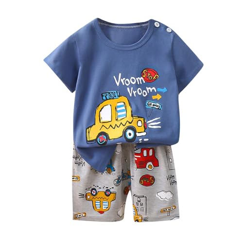 KQIVAM Bekleidungssets für Jungen Sommer Kleidung Outfit 2-teilig Cartoon Print Kurzarm Tshirt Tops & Casual Shorts Kinderanzüge Sportbekleidung Jogginganzug Kinderkleidung Gr.73-130 von KQIVAM