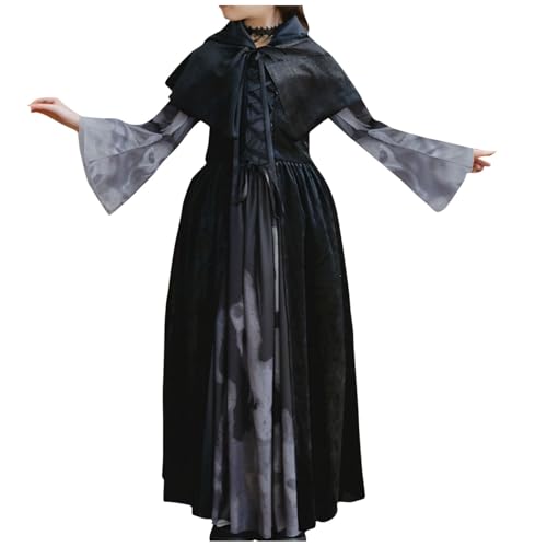KQIVAM Halloween Vampir Kostüm Kleid für Mädchen: Schwarz Gothic Vampirin Queen Dress Up Party Verkleidung Fasching Karneval Cosplay Kostüme von KQIVAM