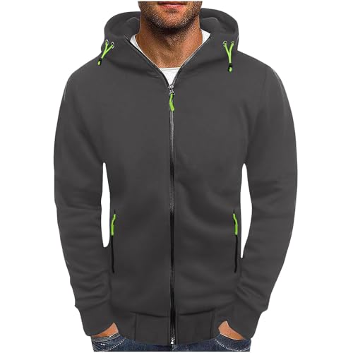 KQIVAM Herren Sweatjacke Hoodie Kapuzenjacke mit Reißverschluss Oversized Sweatshirt Kapuzenpullover Sportjacke Outdoorjacke Sweatshirt mit Kapuze Jogging Pullover Jogging Hoody Männer von KQIVAM