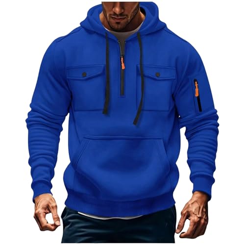 KQIVAM Hoodie Herren Oversize Sweatshirt Kapuzenjacke mit Reißverschluss und Tasche Männer Multifunktionale Sweatjacke Langen Ärmeln Casual Arbeitspullover Lockerer Kapuzenpullover von KQIVAM