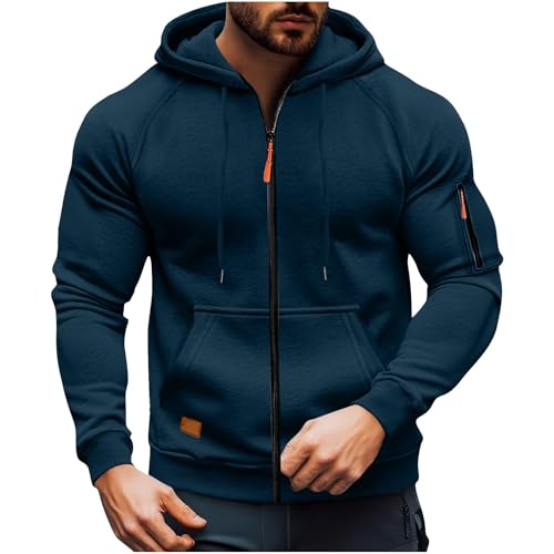 KQIVAM Hoodie Herren Oversize Sweatshirt Kapuzenjacke mit Reißverschluss und Tasche Männer Multifunktionale Sweatjacke Langen Ärmeln Casual Arbeitspullover Lockerer Kapuzenpullover von KQIVAM
