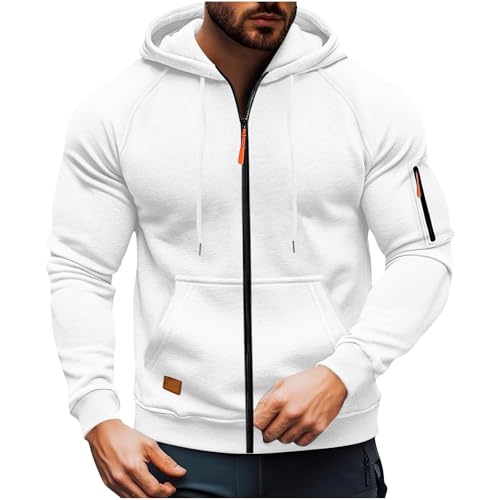 KQIVAM Hoodie Herren Oversize Sweatshirt Kapuzenjacke mit Reißverschluss und Tasche Männer Multifunktionale Sweatjacke Langen Ärmeln Casual Arbeitspullover Lockerer Kapuzenpullover von KQIVAM