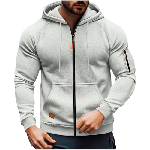KQIVAM Hoodie Herren Oversize Sweatshirt Kapuzenjacke mit Reißverschluss und Tasche Männer Multifunktionale Sweatjacke Langen Ärmeln Casual Arbeitspullover Lockerer Kapuzenpullover von KQIVAM