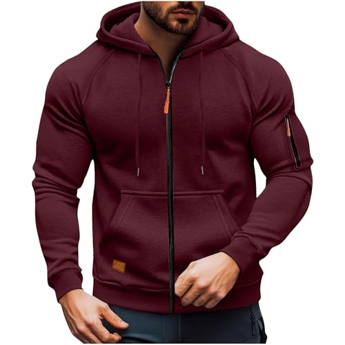KQIVAM Hoodie Herren Oversize Sweatshirt Kapuzenjacke mit Reißverschluss und Tasche Männer Multifunktionale Sweatjacke Langen Ärmeln Casual Arbeitspullover Lockerer Kapuzenpullover von KQIVAM