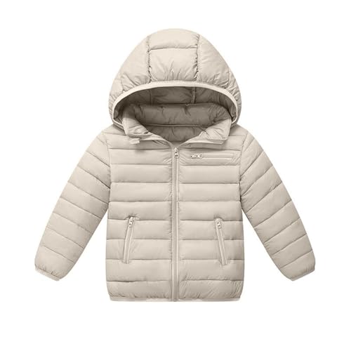 KQIVAM Kinder Winter Mantel, Mädchen Winterjacke mit Kapuzen Jungen Leicht Jacke Langarm Steppjacke mit Taschen Reißverschluss für Herbst und Winter 6-15 Jahre Alt von KQIVAM