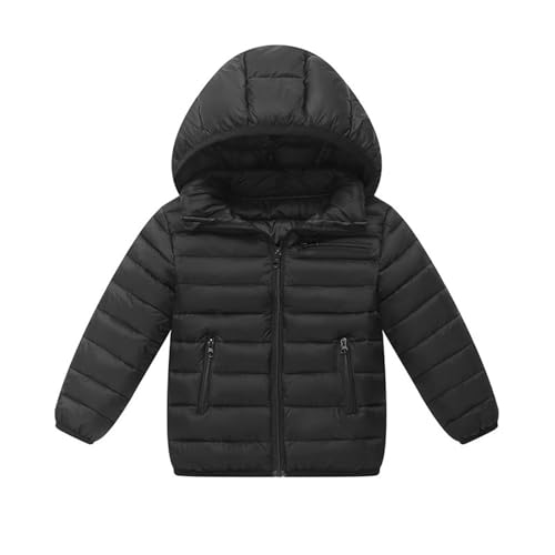 KQIVAM Kinder Winter Mantel, Mädchen Winterjacke mit Kapuzen Jungen Leicht Jacke Langarm Steppjacke mit Taschen Reißverschluss für Herbst und Winter 6-15 Jahre Alt von KQIVAM