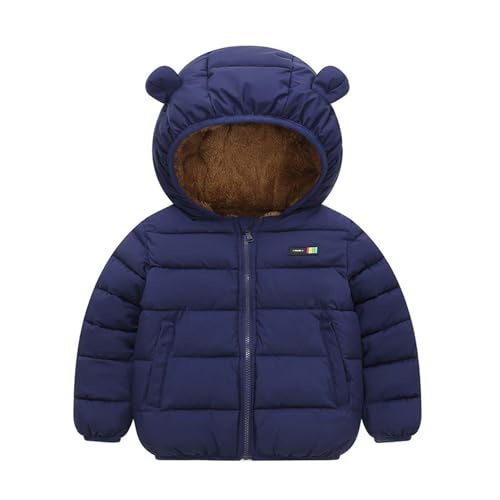 KQIVAM Kinder Winterjacke Mantel mit Kapuze Jacke Warm Baby Niedlich Plüsch Bärenohren Jungen Mädchen Baumwolljacke Winter Fleece Mantel Kinder Jungen Jacke Outwear Gepolstert Kleidung 2-8 Jahre Alt von KQIVAM