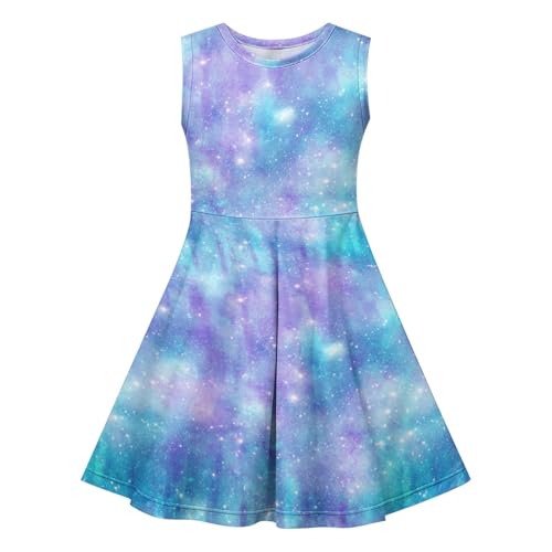 KQIVAM Kleid für Mädchen Ärmelloses Sommerkleid Kinder Rundhals A-Linie Swing Buntes Prinzessin Party Geburtstag Kleid Baumwolle Blumen Schmetterling Mädchenkleid 4-14 Jahre von KQIVAM