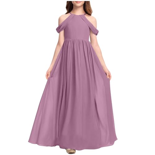 KQIVAM Mädchen Kleid Festlich Lang Kinder Kleidung Hochzeit Blumenmädchenkleid Prinzessin Kleid Chiffonkleid Klavierkonzertkleid Brautjungfern Festlich Kinder Kleider 3-14 Jahre von KQIVAM