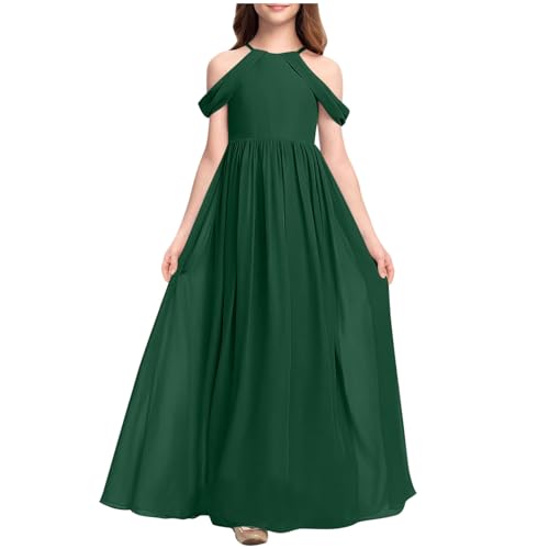 KQIVAM Mädchen Kleid Festlich Lang Kinder Kleidung Hochzeit Blumenmädchenkleid Prinzessin Kleid Chiffonkleid Klavierkonzertkleid Brautjungfern Festlich Kinder Kleider 3-14 Jahre von KQIVAM
