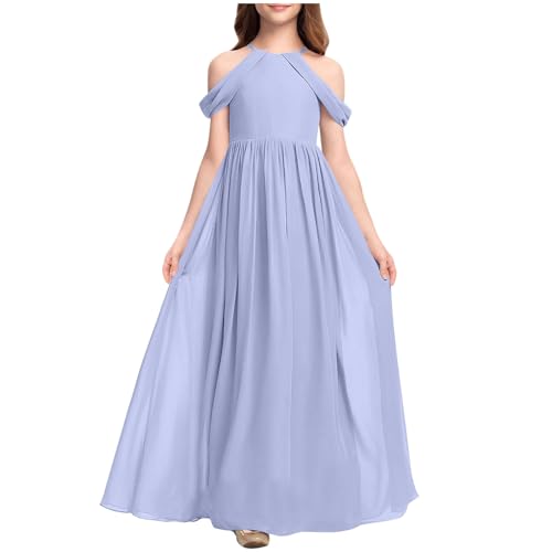 KQIVAM Mädchen Kleid Festlich Lang Kinder Kleidung Hochzeit Blumenmädchenkleid Prinzessin Kleid Chiffonkleid Klavierkonzertkleid Brautjungfern Festlich Kinder Kleider 3-14 Jahre von KQIVAM