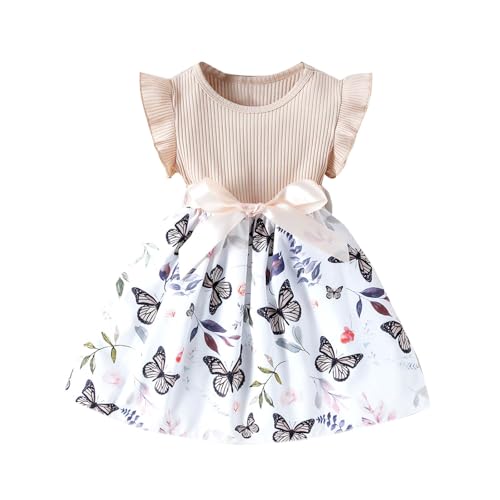 KQIVAM Mädchen Kleid Sommer Bekleidungssets Ärmellos T-Shirt mit Tüllrock Set Freizeit Kinderkleid Partykleid Festlicheskleid Kinder Kleidungsset Blumenmuster Mädchenkleidung von KQIVAM