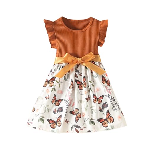 KQIVAM Mädchen Kleid Sommer Bekleidungssets Ärmellos T-Shirt mit Tüllrock Set Freizeit Kinderkleid Partykleid Festlicheskleid Kinder Kleidungsset Blumenmuster Mädchenkleidung von KQIVAM
