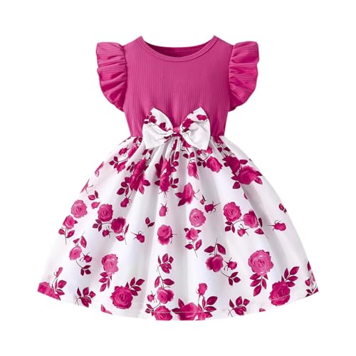 KQIVAM Mädchen Kleid Sommer Bekleidungssets Ärmellos T-Shirt mit Tüllrock Set Freizeit Kinderkleid Partykleid Festlicheskleid Kinder Kleidungsset Blumenmuster Mädchenkleidung von KQIVAM