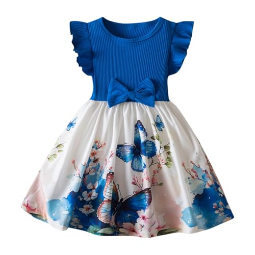 KQIVAM Mädchen Kleid Sommer Bekleidungssets Ärmellos T-Shirt mit Tüllrock Set Freizeit Kinderkleid Partykleid Festlicheskleid Kinder Kleidungsset Blumenmuster Mädchenkleidung von KQIVAM