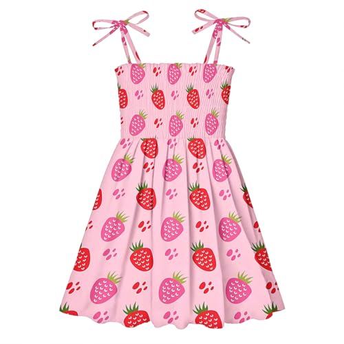 KQIVAM Mädchen Kleid mit Halskette Sommer Spaghettiträger Boho Blumen Kleider Strandkleid Leichte Sommerkleid Freizeitkleid Trägerkleid Casual Dress Girl Lässig Mädchenkleider 1-6 Jahre von KQIVAM