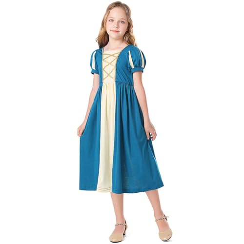KQIVAM Mädchen Mittelalter Kleid Mittelalterliche Renaissance Prinzessin Kleid Festlich Partykleid Ballkleid Festkleid Abendkleid Tanzkleidung Mittelaltermarkt, Karneval, Fasching, Halloween von KQIVAM