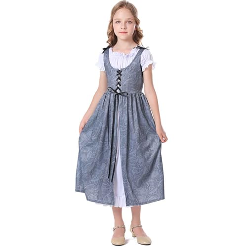 KQIVAM Mädchen Mittelalter Kleid Mittelalterliche Renaissance Prinzessin Kleid Festlich Partykleid Ballkleid Festkleid Abendkleid Tanzkleidung Mittelaltermarkt, Karneval, Fasching, Halloween von KQIVAM