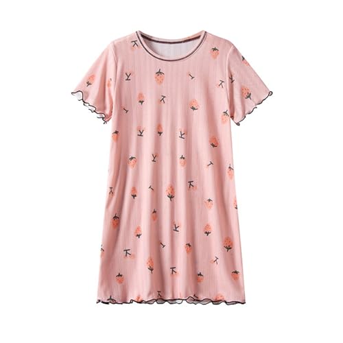 KQIVAM Mädchen Nachthemd Kurzarm Kinder Nightdress Sommer Nachtkleid fur 3-16 Jahre Prinzessin Nachtwäsche Kinder Schlafkleid Mädchenkleid Sommerkleid Buntes Kleid Baumwolle Freizeitkleid Strandkleid von KQIVAM