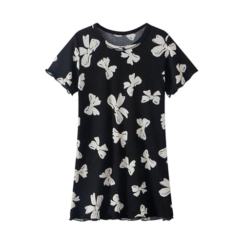 KQIVAM Mädchen Nachthemd Kurzarm Kinder Nightdress Sommer Nachtkleid fur 3-16 Jahre Prinzessin Nachtwäsche Kinder Schlafkleid Mädchenkleid Sommerkleid Buntes Kleid Baumwolle Freizeitkleid Strandkleid von KQIVAM