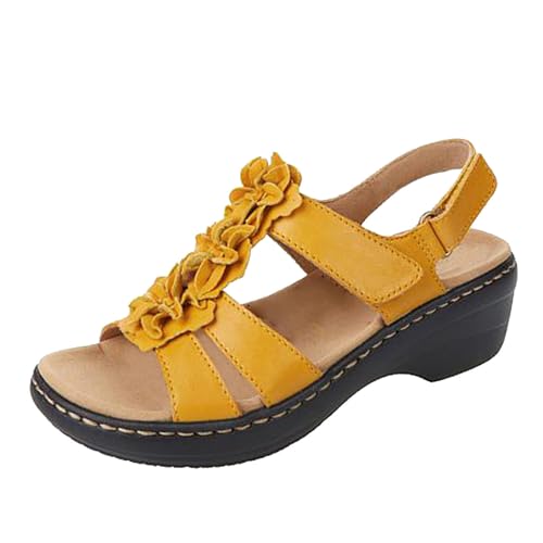 KQIVAM Sandalen Orthopädische Damen Sommer Waschbare Slingback Atmungsaktiv Slide Sport Freizeitsandale mit Weiche Fussbett Bequem Sommerschuhe Casual Mode Sandale Plateau Sandalen von KQIVAM