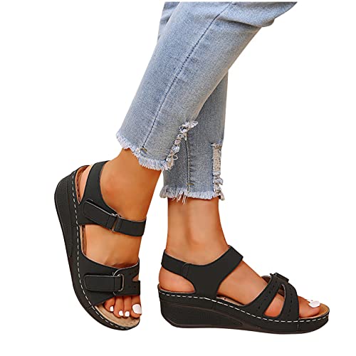 KQIVAM Sandalen Orthopädische Damen Sommer Waschbare Slingback Atmungsaktiv Slide Sport Freizeitsandale mit Weiche Fussbett Bequem Sommerschuhe Casual Mode Sandale Plateau Sandalen von KQIVAM