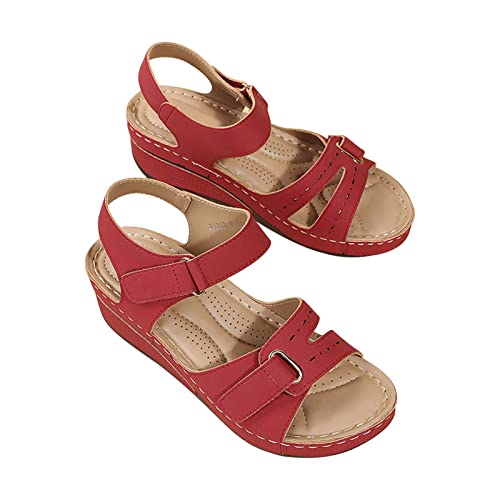 KQIVAM Sandalen Orthopädische Damen Sommer Waschbare Slingback Atmungsaktiv Slide Sport Freizeitsandale mit Weiche Fussbett Bequem Sommerschuhe Casual Mode Sandale Plateau Sandalen von KQIVAM