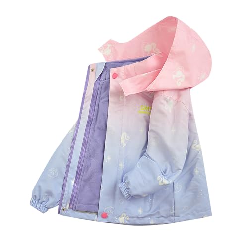 KQIVAM Softshelljacke wasserdichte 3-in-1 Kinderacke mit Kapuze Kinder Regenjacke Abnehmbare Fleece-Innenjacke Mädchen und Jungen Regenmantel Herbstjacke Windjacke 5-16 Jahre von KQIVAM