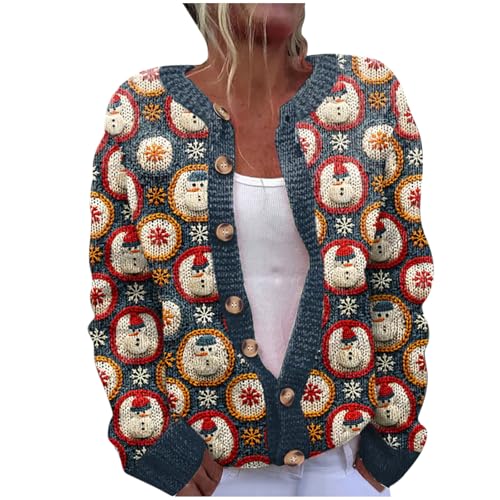 KQIVAM Weihnachts Strickjacke Pullover Damen Blitzangebote Weihnachtsjacke Weihnachten Gestricktes Pullover Lustige Cardigan Schön Weihnachtsmotiv Ugly Christmas Sweater Weihnachtspullover Sweatshirt von KQIVAM