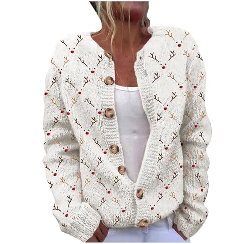 KQIVAM Weihnachts Strickjacke Pullover Damen Blitzangebote Weihnachtsjacke Weihnachten Gestricktes Pullover Lustige Cardigan Schön Weihnachtsmotiv Ugly Christmas Sweater Weihnachtspullover Sweatshirt von KQIVAM