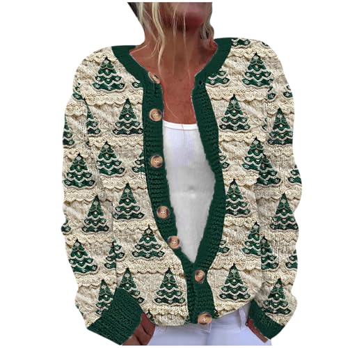 KQIVAM Weihnachts Strickjacke Pullover Damen Blitzangebote Weihnachtsjacke Weihnachten Gestricktes Pullover Lustige Cardigan Schön Weihnachtsmotiv Ugly Christmas Sweater Weihnachtspullover Sweatshirt von KQIVAM